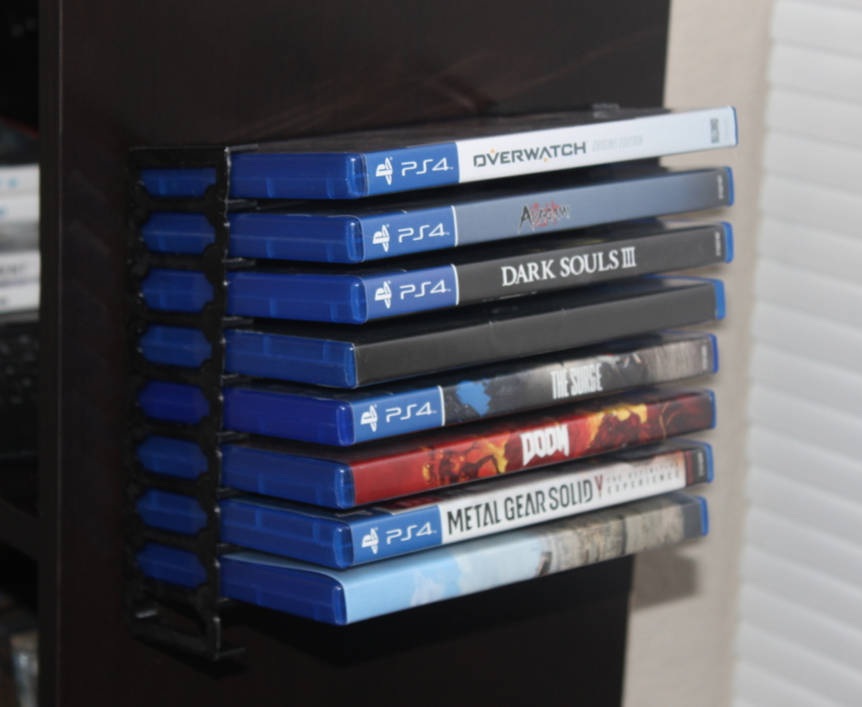Download free STL file DVD/PS4/BluRay Wall Rack (9 count) • 3D printer